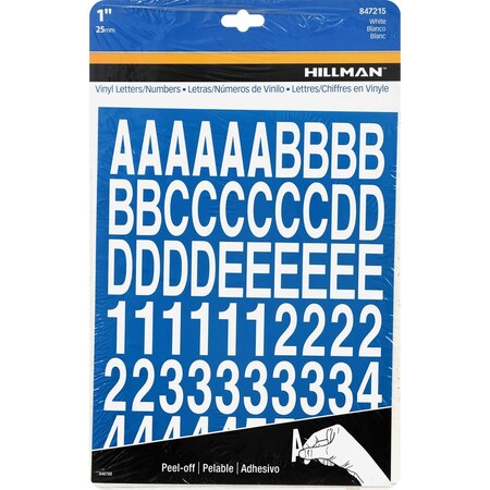 1 In. White Vinyl Self-Adhesive Letter And Number Set 0-9 A-Z 228 Pc, 6PK